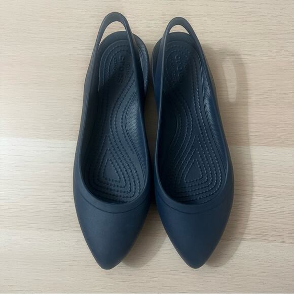 CROCS Shoes - Crocs Navy Blue Pointed Toe Slingback Flat